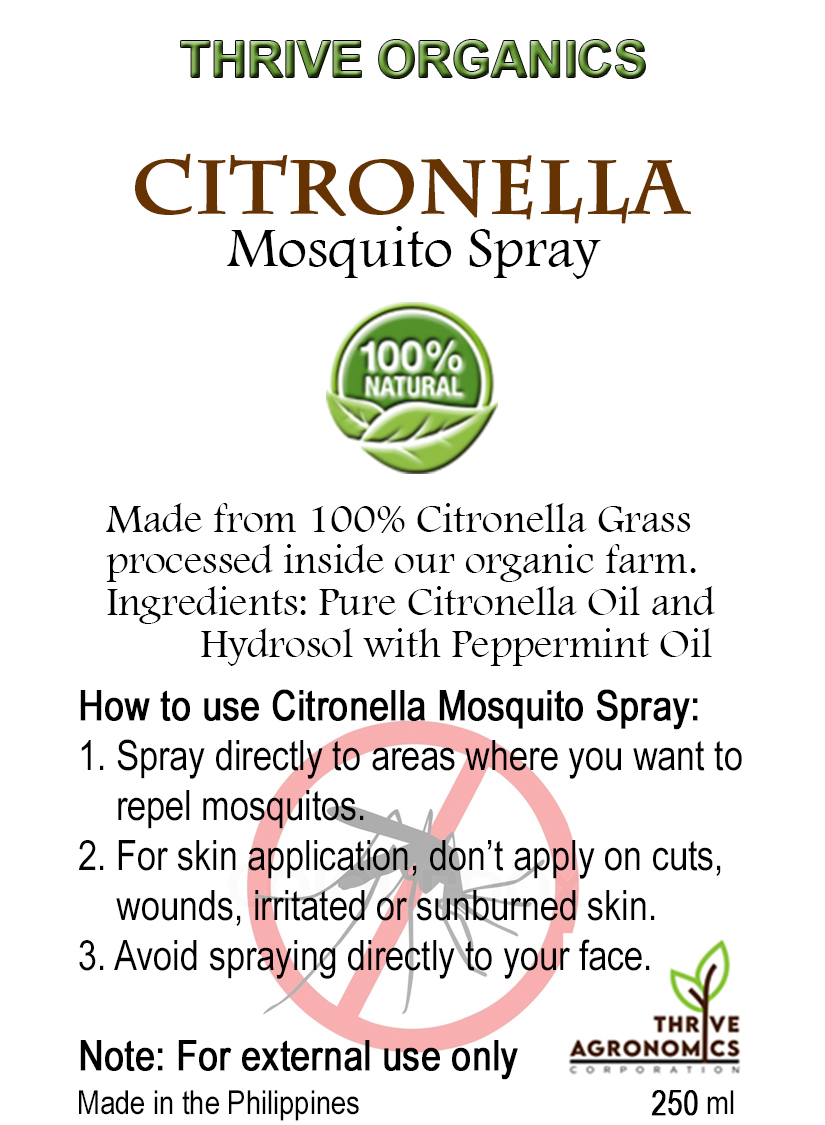 Citronella Mosquito Spray 250ml Organic Mosquito Spray Hydrosol