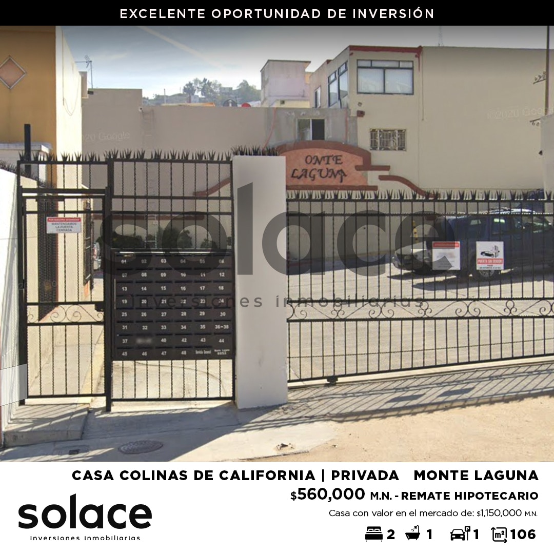 Casa en Colinas de California, Privada Monte Laguna PRECIO 560,000 M.N. SOLACE Inversiones