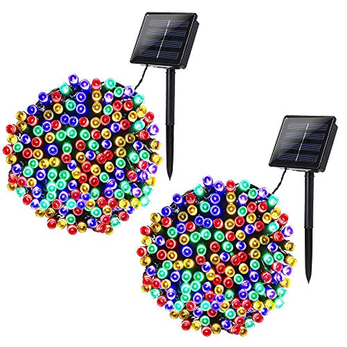 Joomer 2 Pack Solar Christmas Lights 72ft 200 LED 8 Modes Solar String