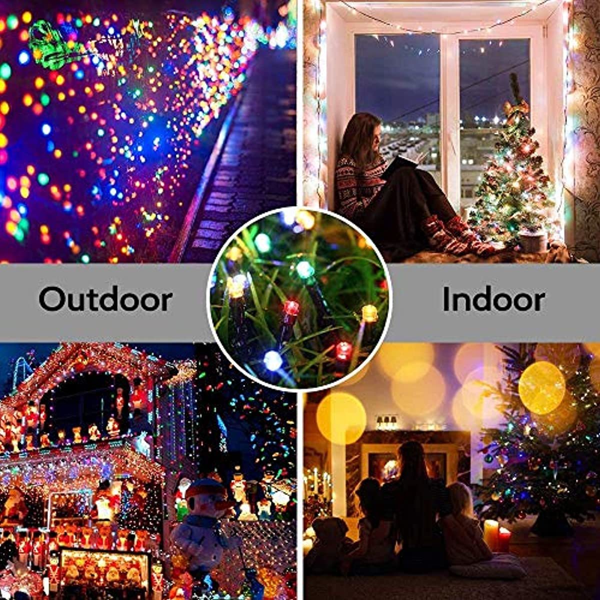 Joomer 2 Pack Solar Christmas Lights 72ft 200 LED 8 Modes Solar String