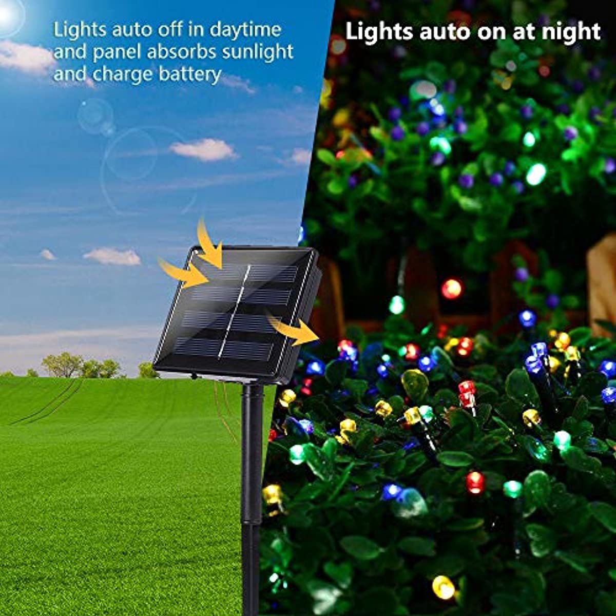 Joomer 2 Pack Solar Christmas Lights 72ft 200 LED 8 Modes Solar String