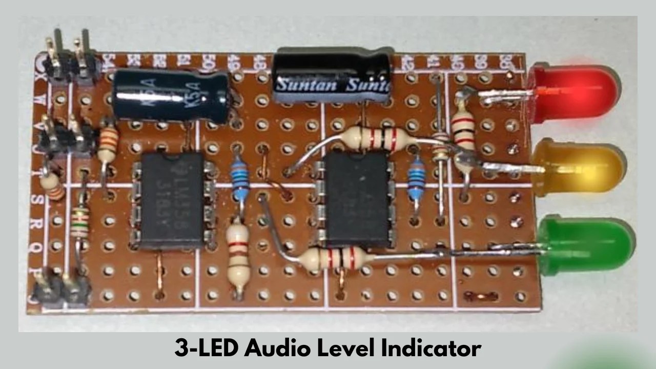 Audio Level Indicator Using LM358 Opamp IC