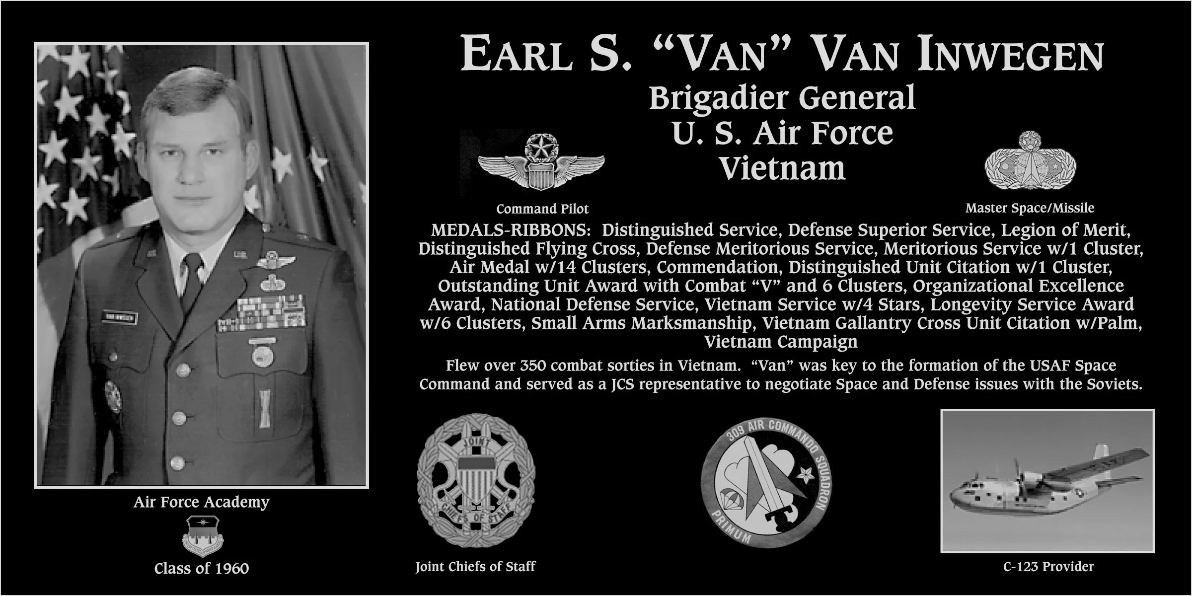 Brigadier General Earl S Van Inwegen Mt. Soledad Virtual Plaque