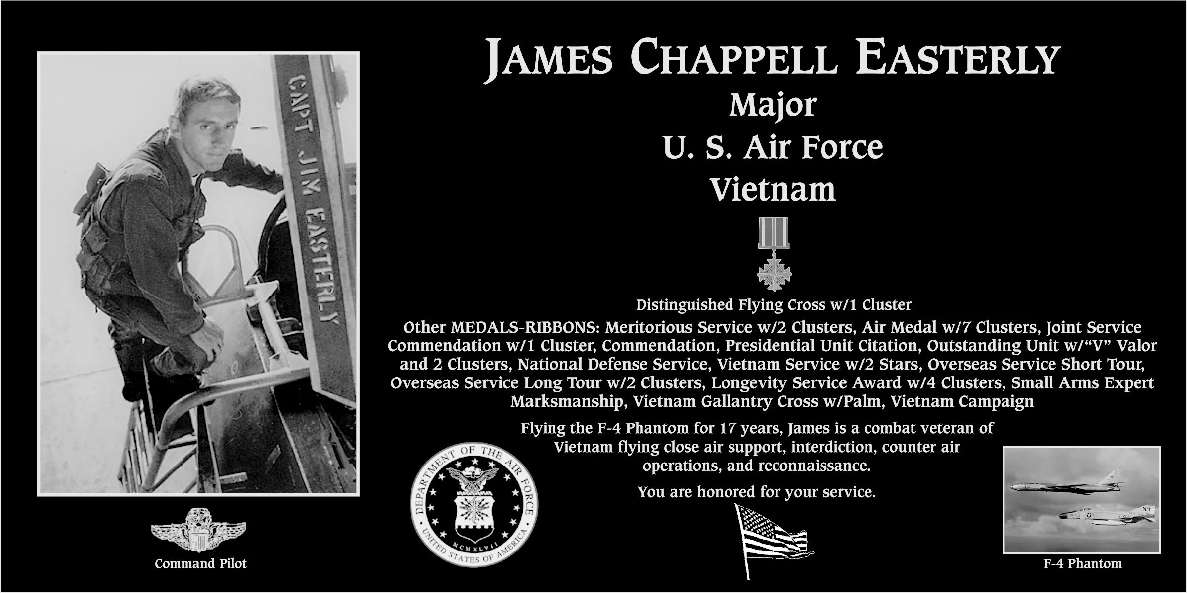 Major James Chappell Easterly Mt. Soledad Virtual Plaque
