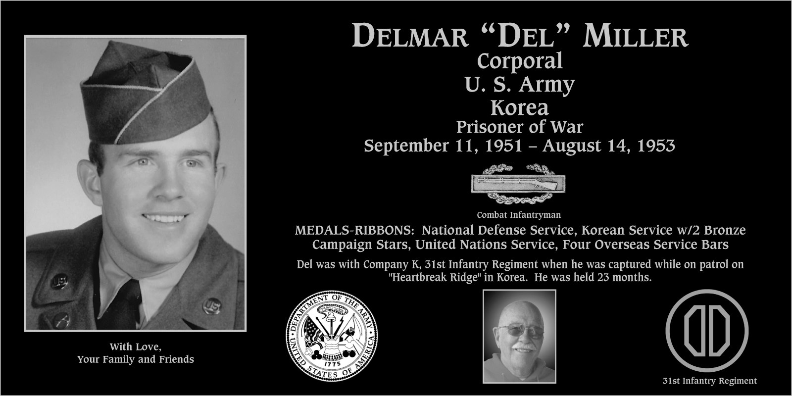 Corporal Delmar Miller Mt. Soledad Virtual Plaque