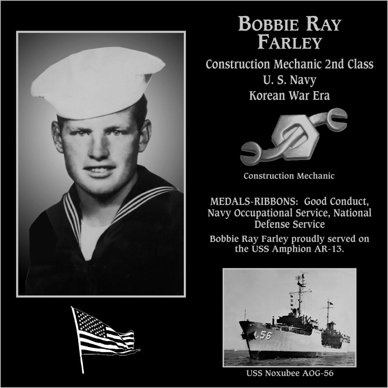 Petty Officer Second Class Bobbie Ray Farley Mt. Soledad Virtual Plaque