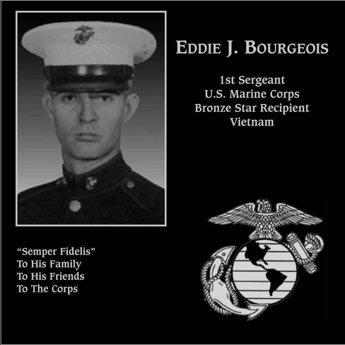 First Sergeant Eddie J. Bourgeois Mt. Soledad Virtual Plaque