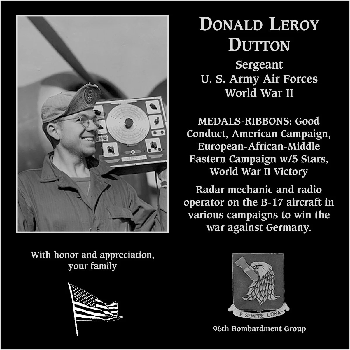 Sergeant Donald Leroy Dutton Mt. Soledad Virtual Plaque