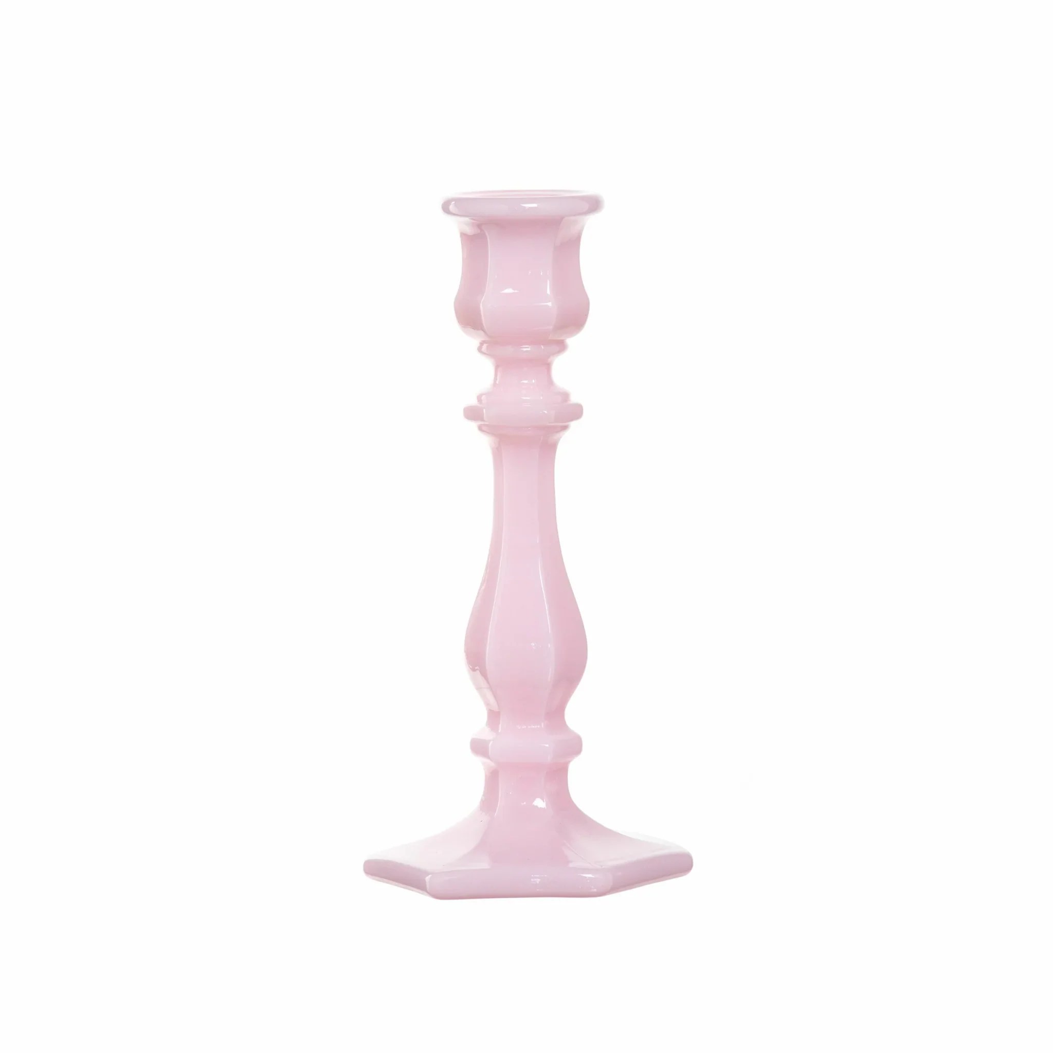 Pink Glass Candlestick Soleil