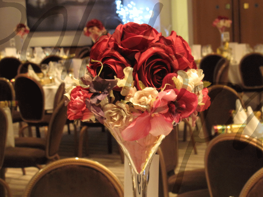 "Spring" Deep Red Floral Table Decoration So Lets Party