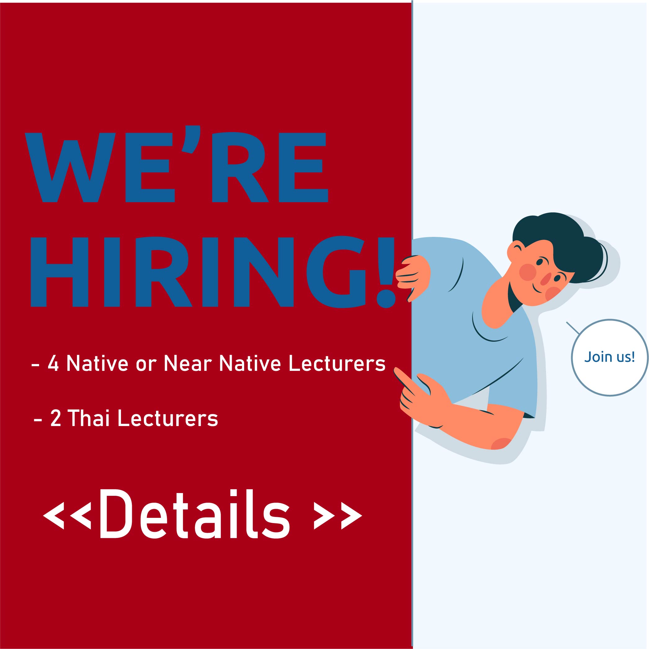 Job Vacancies for Native or Near Native / Thai Lecturer Teaching