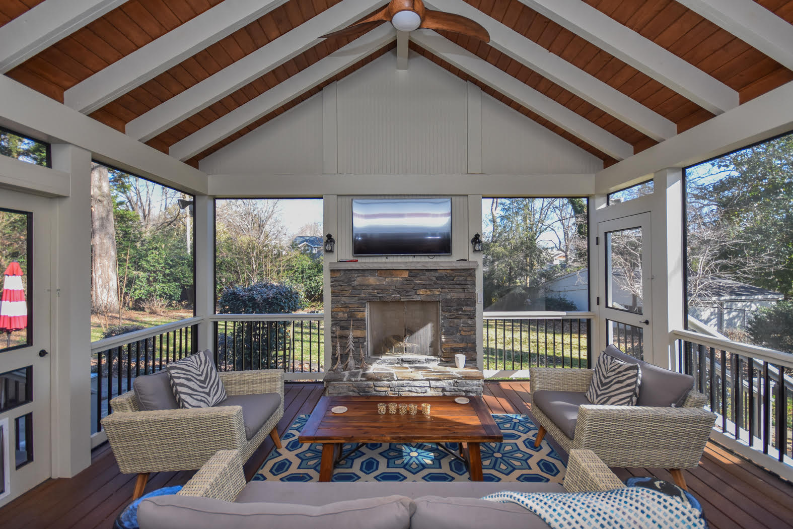 Custom Rustic Screened Porch Solid Construction