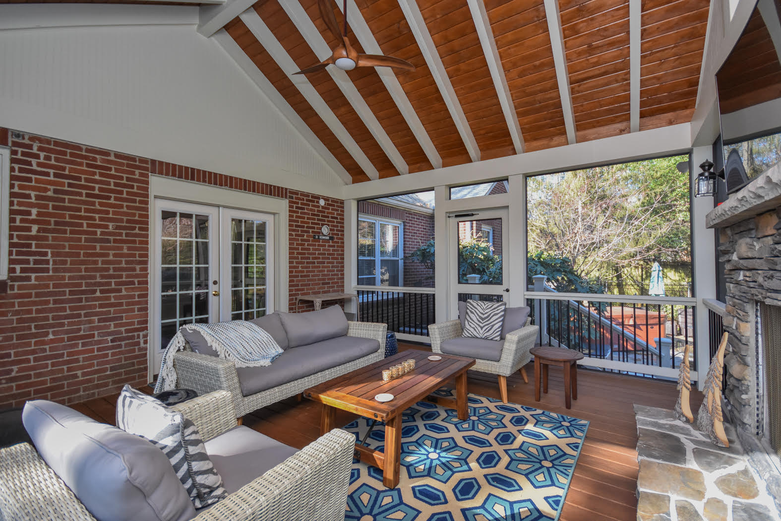 Custom Rustic Screened Porch Solid Construction
