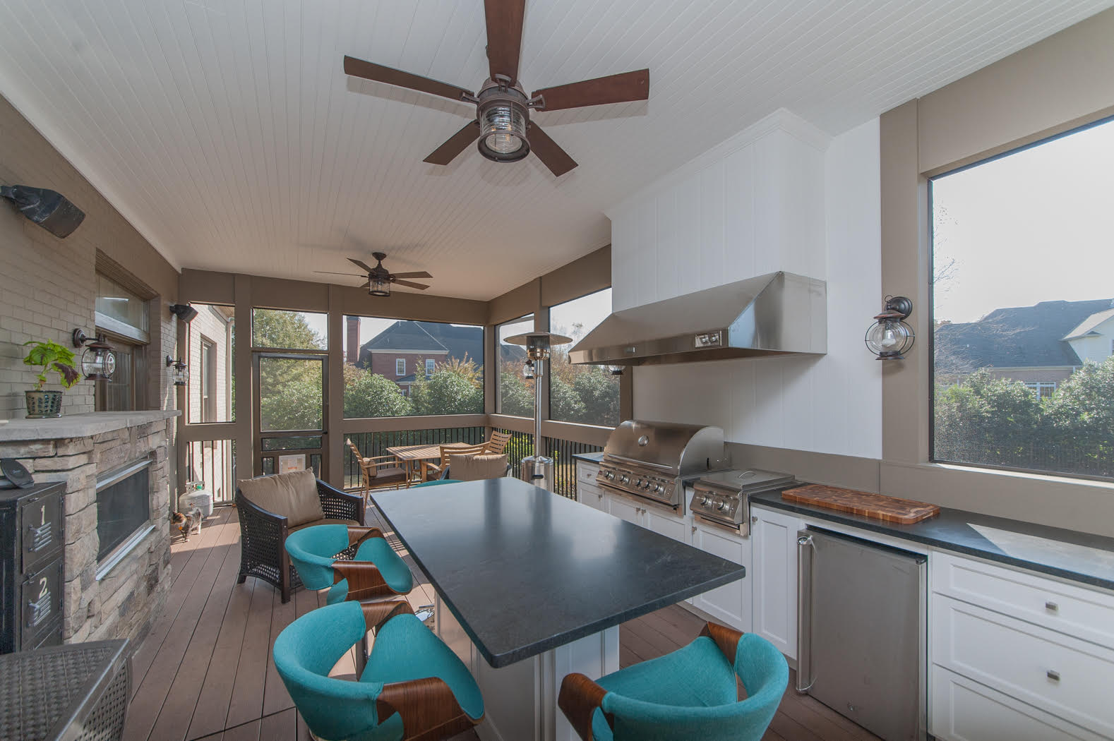 Screened Porch with Outdoor Kitchen Solid Construction