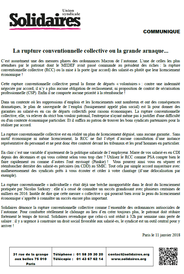 La rupture conventionnelle collective ou la grande arnaque...
