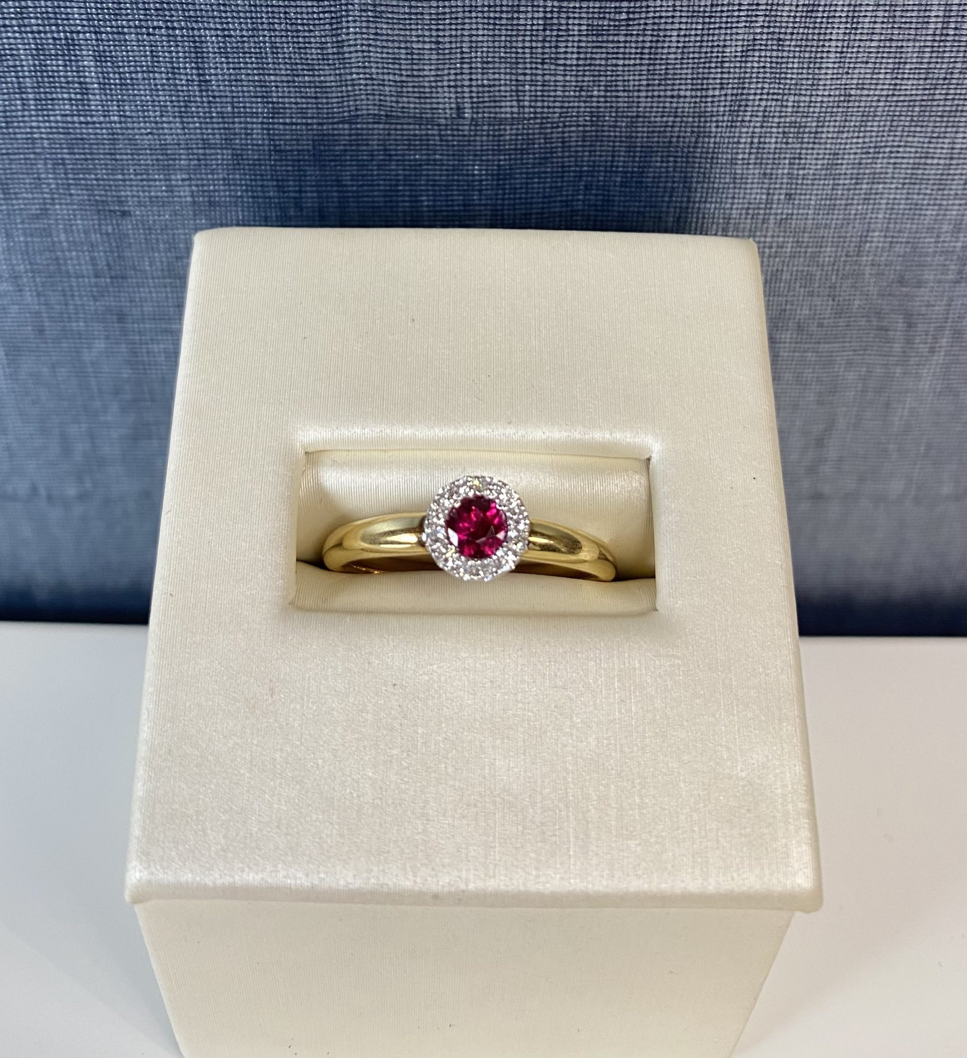 Two Tone Ruby and Diamond Yellow and White Gold Ring Solid Gold Jewelers