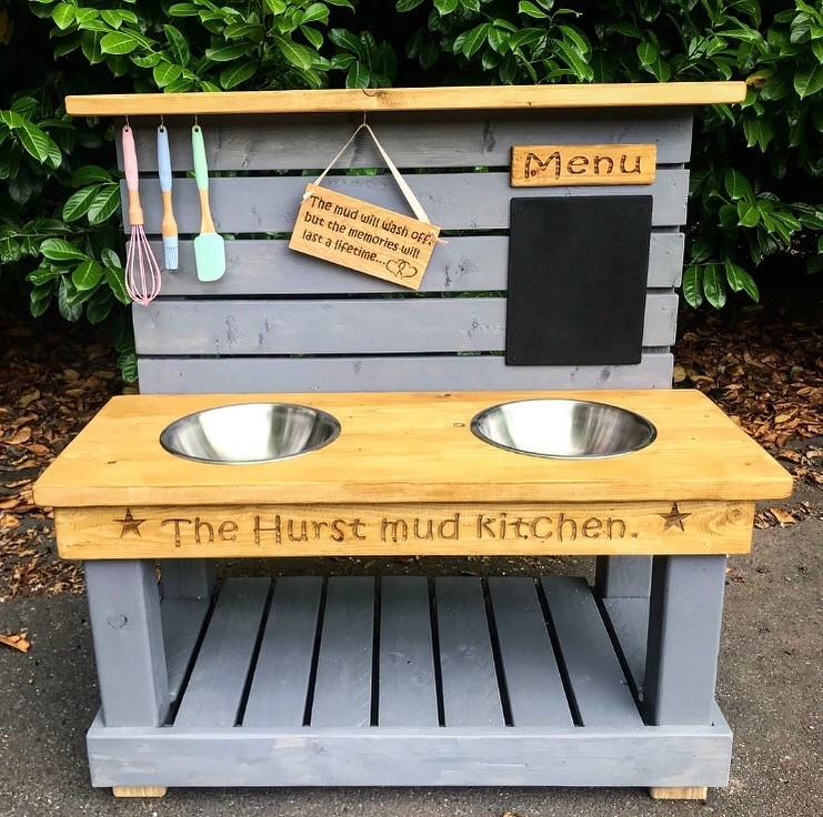 Childs Personalised Mud Kitchen Solid Oak Designs