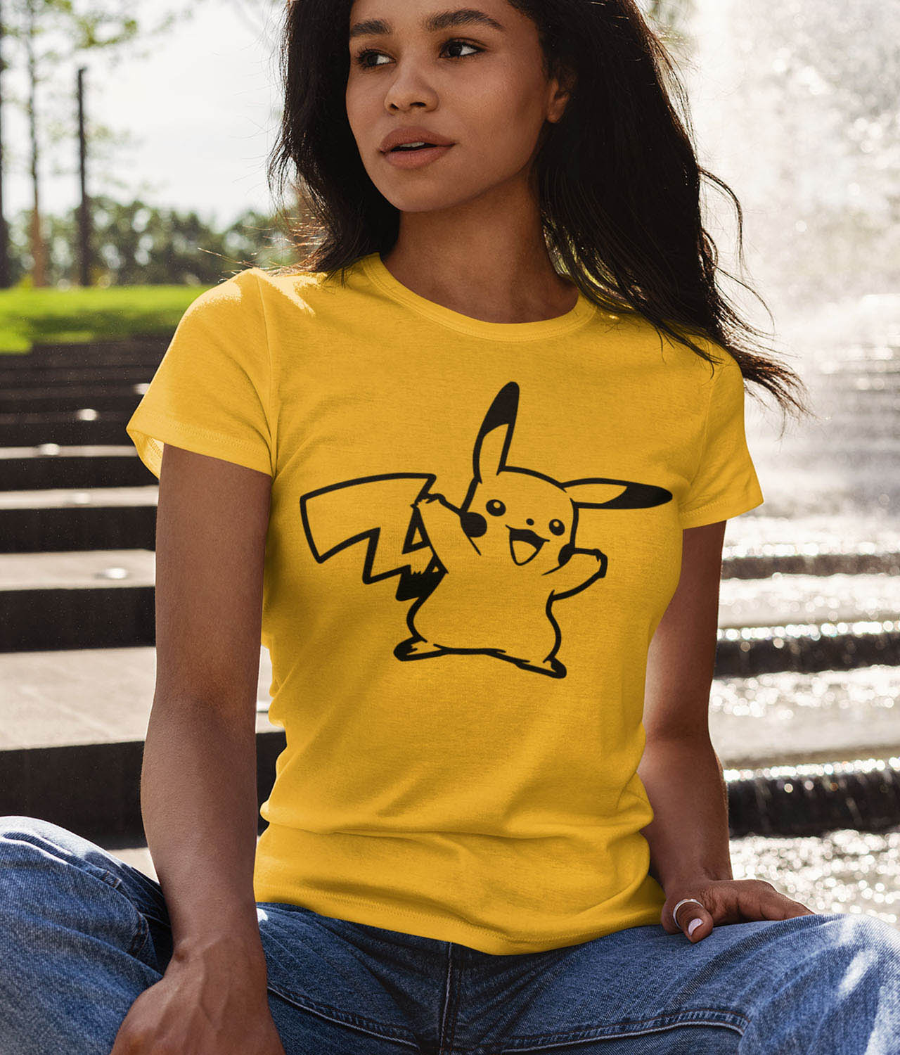 Cute Cartoon Tshirt Slimfit Kawaii Pikachu Short Sleeves Cartoon