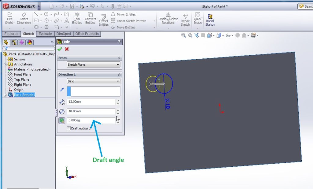 How to Use SolidWorks Simple Hole Tool in SolidWorks CAD