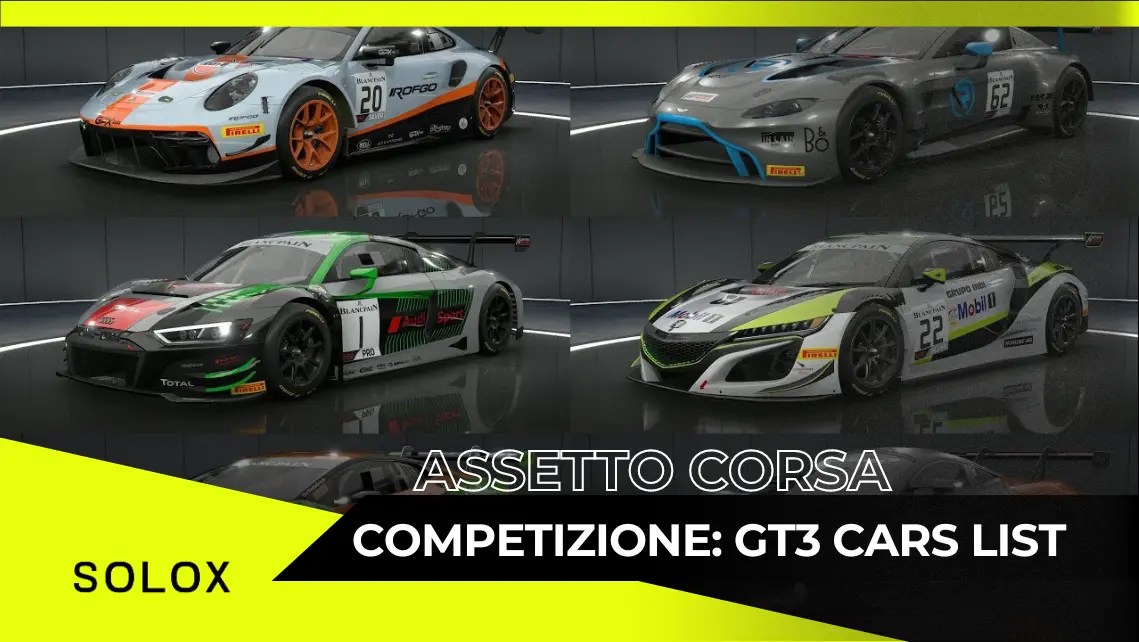 Assetto Corsa Competizione GT3 Cars List
