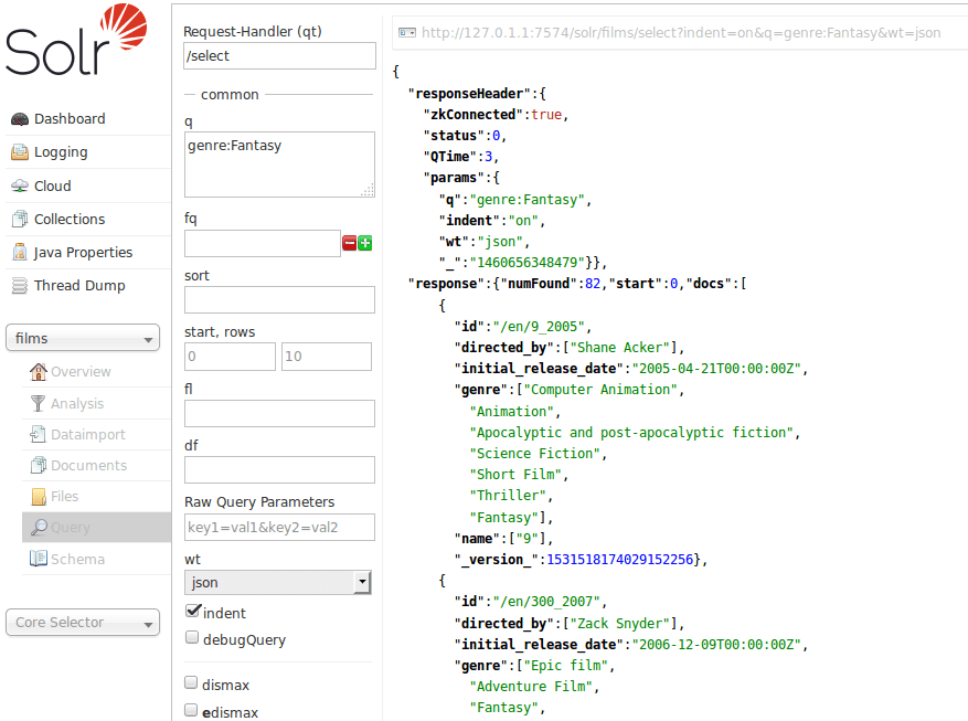 Query Screen Apache Solr Reference Guide