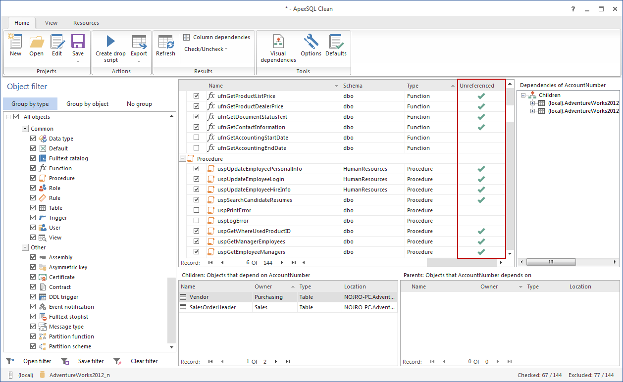 How to safely delete SQL database objects