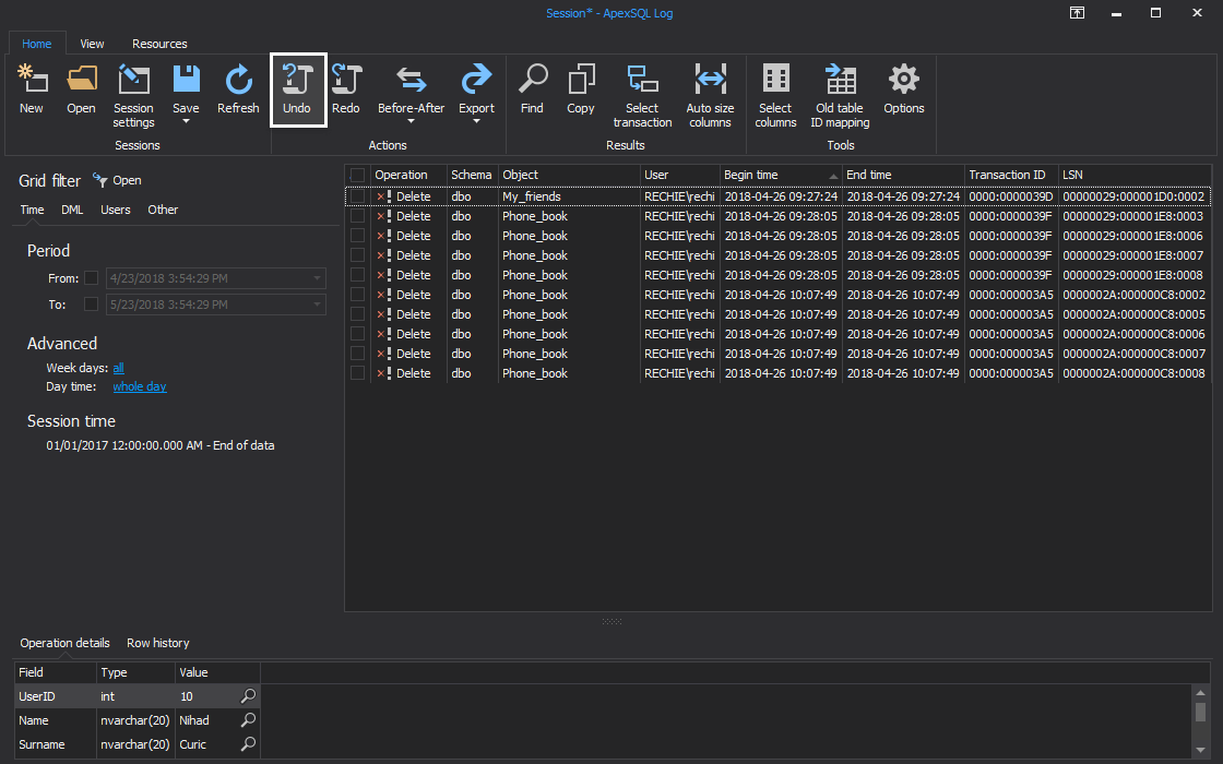 How to recover deleted SQL data from transaction logs