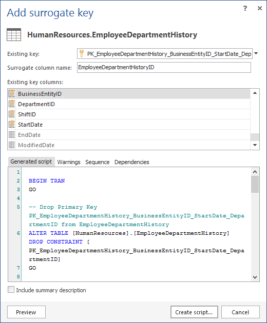 SQL database refactoring techniques Replacing a natural key with a