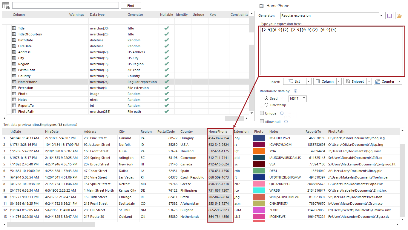 How to use regular expressions (RegEx) in SQL Server to generate