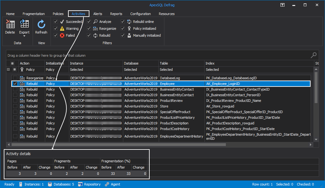 Fragmentation in SQL Server how to detect its high level and