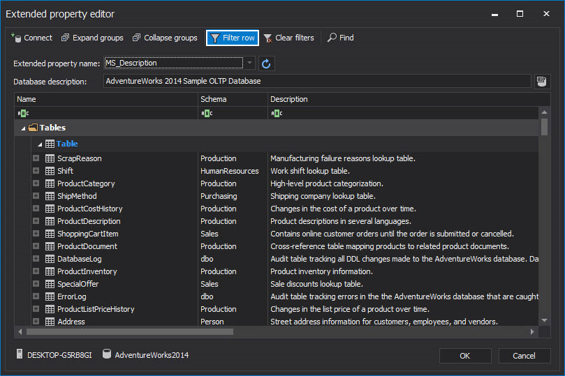 How to document a SQL Server database with extended properties