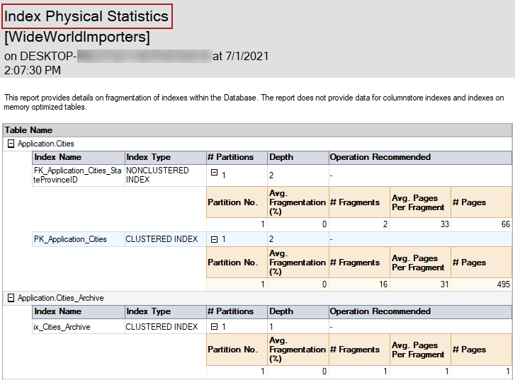 SQL index fragmentation and maintenance