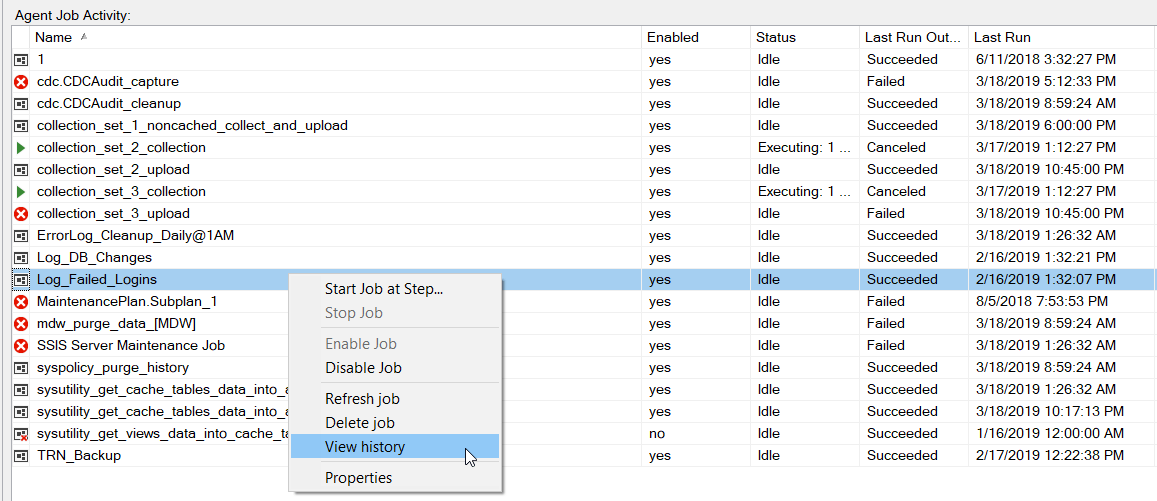 How to get SQL Server Agent job history