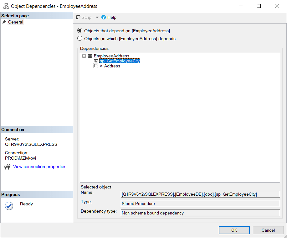 SQL dependency viewer