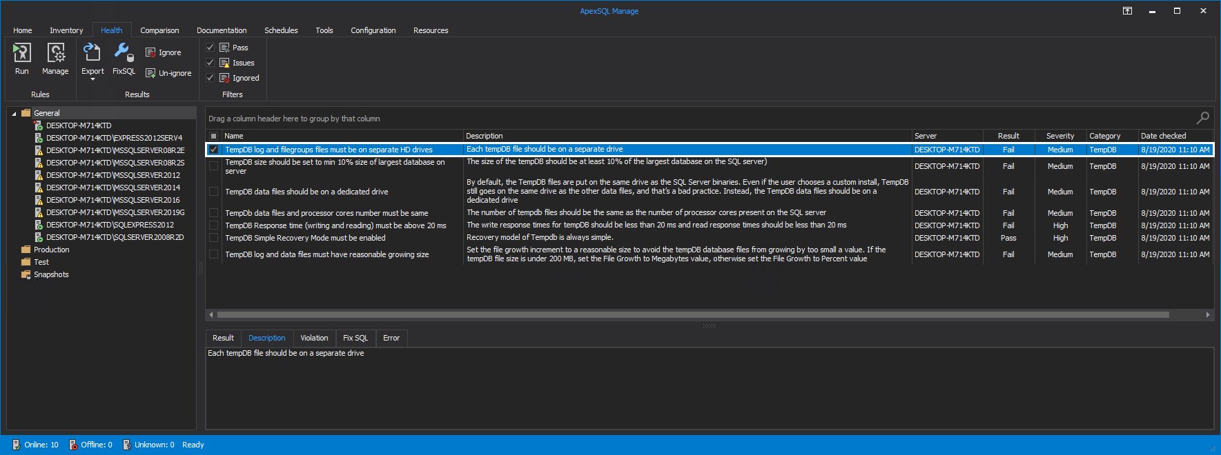 How to perform a SQL Server health check analysis of the TempDB