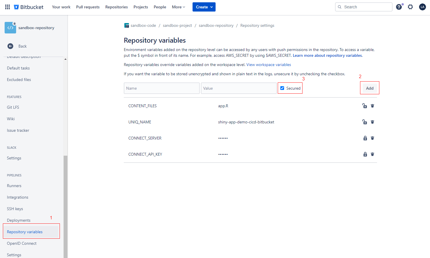 Publishing to Connect using Bitbucket Pipelines Solutions