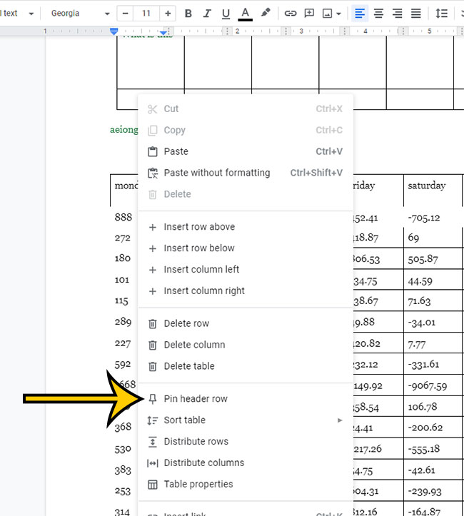 What Does Pin Header Row Mean in a Google Docs Table? Solve Your