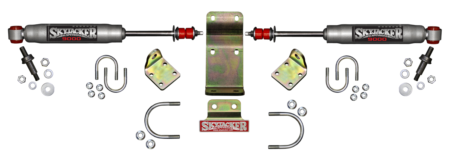 Steering Stabilizer; Steel Brackets; Dual; With Silver Stabilizers and