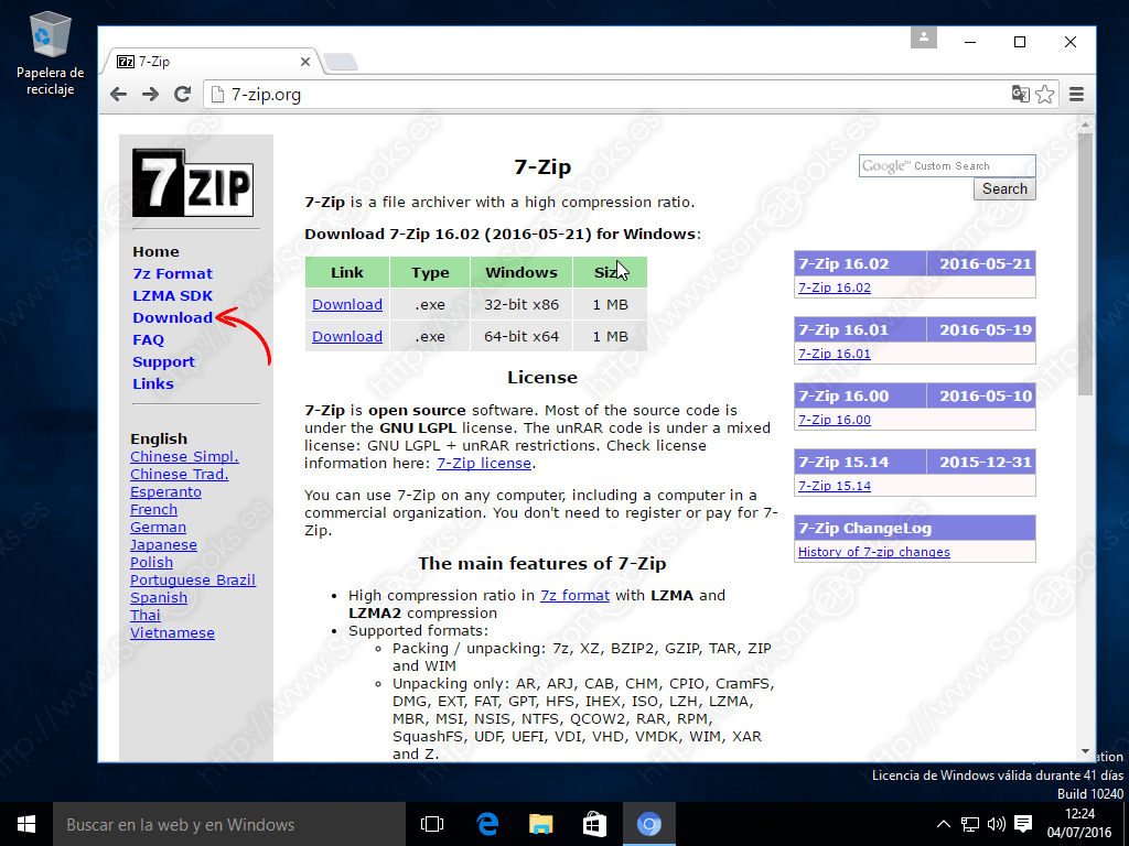 Instalar 7Zip en Windows 10 SomeBooks.es