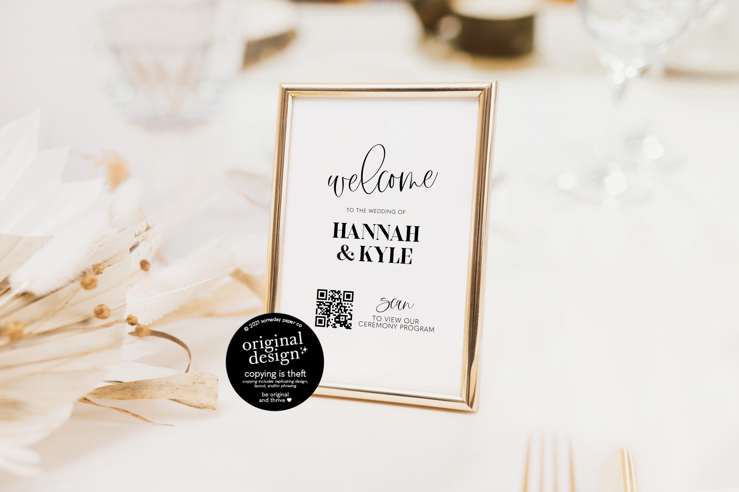Wedding QR Code Sign Template someday paper co