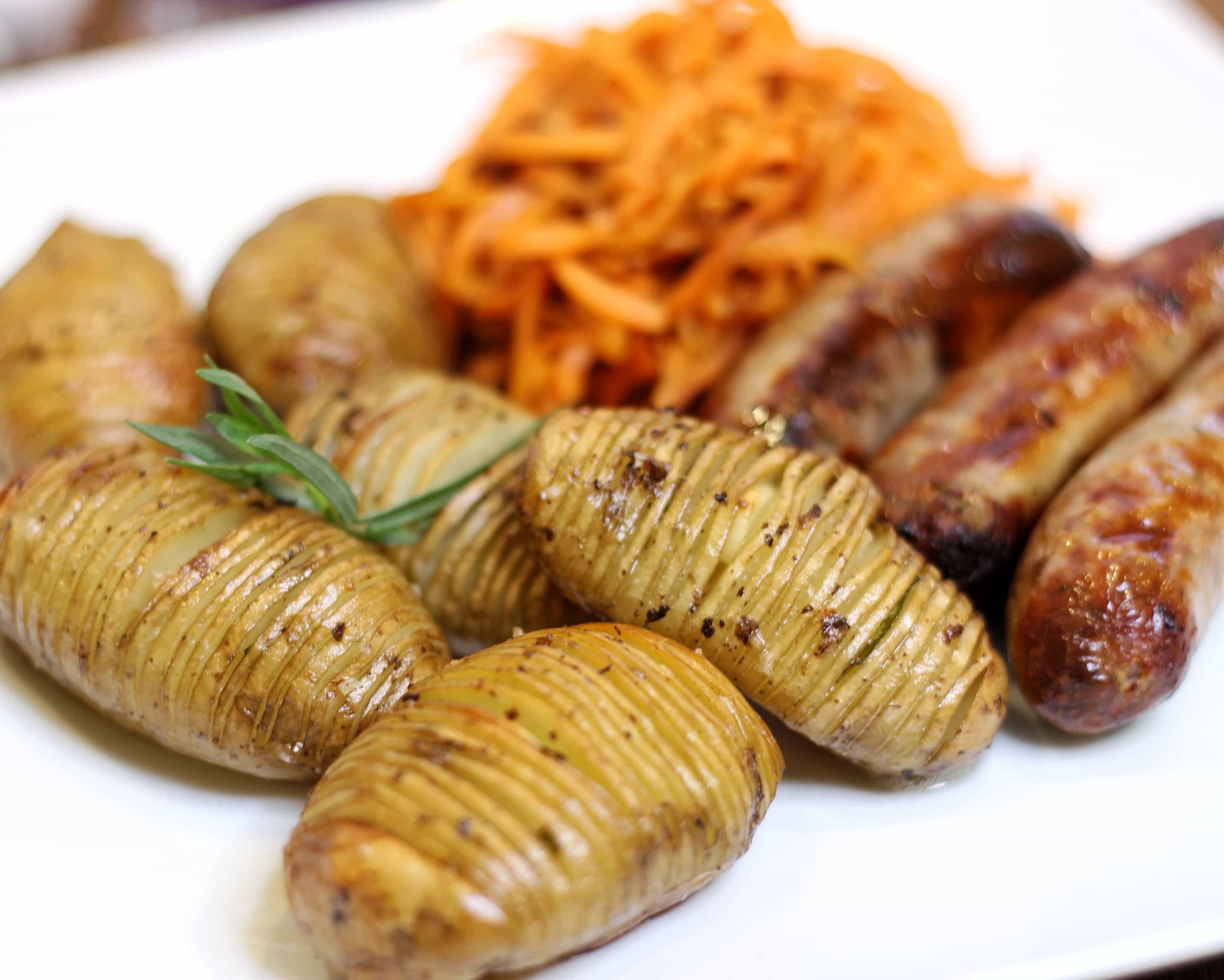 Garlic and Tarragon Hasselbacks with Tesco Jersey Royal New Potatoes