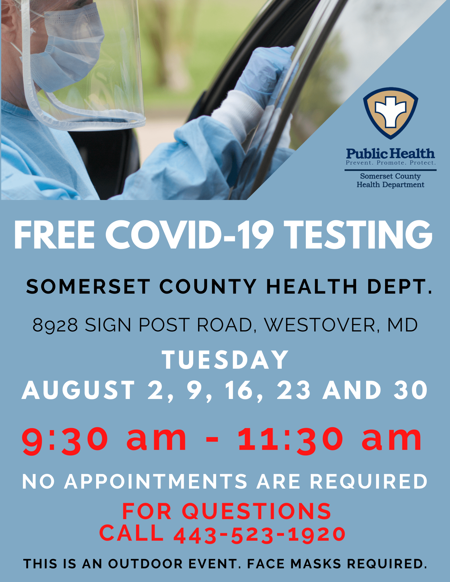 SOMERSET HEALTH ANNOUNCES AUGUST COVID19 TESTING SCHEDULE