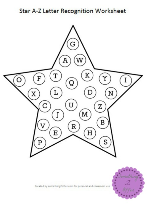 Star AZ Letter Recognition Worksheet