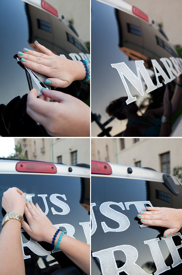 DIY 'Just Married' Window Cling Something Turquoise