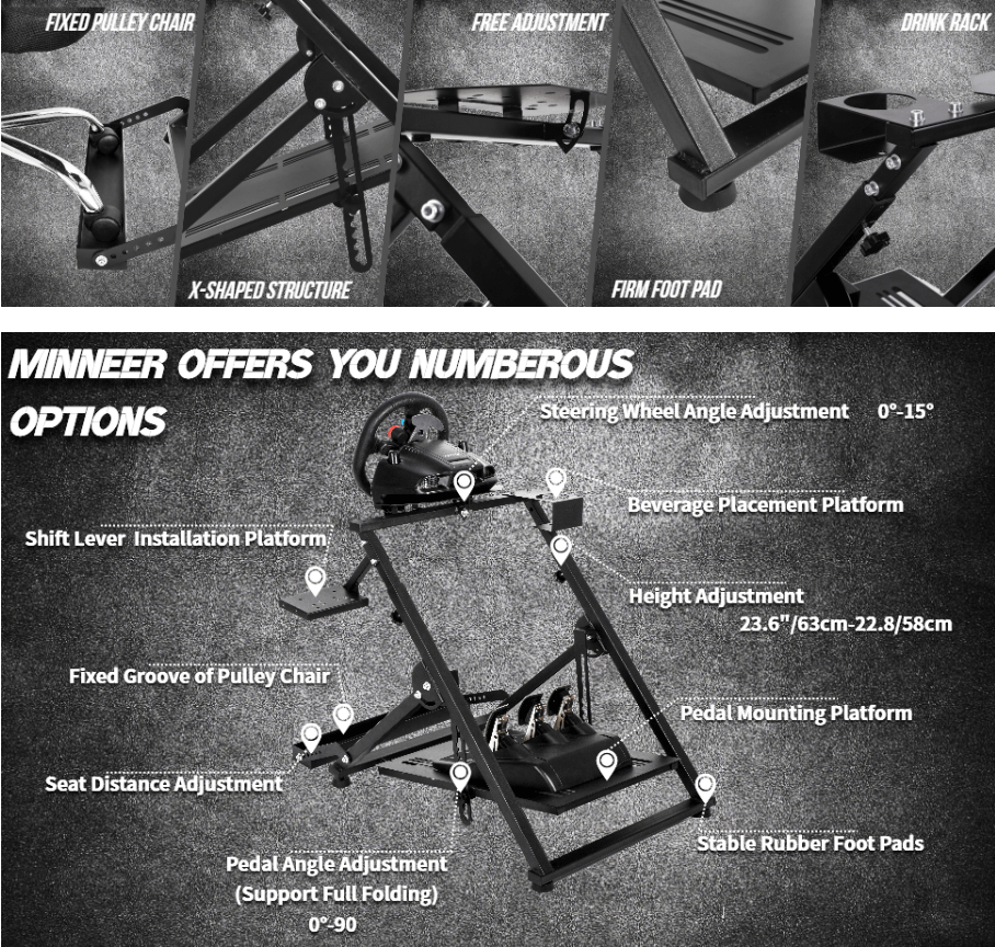 Racing Wheel Stand with Office Chair Fixture Sometimes I Play Games