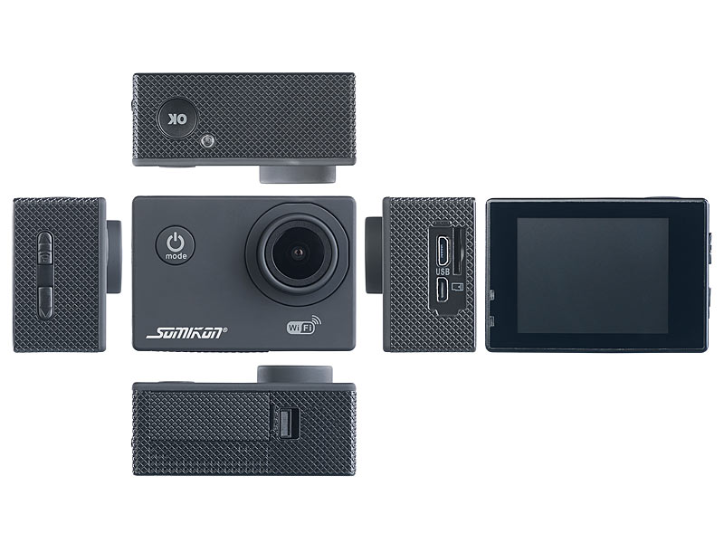 Somikon UHDActionCam DV3717 mit WLAN, SonyBildsensor und App, IPX8