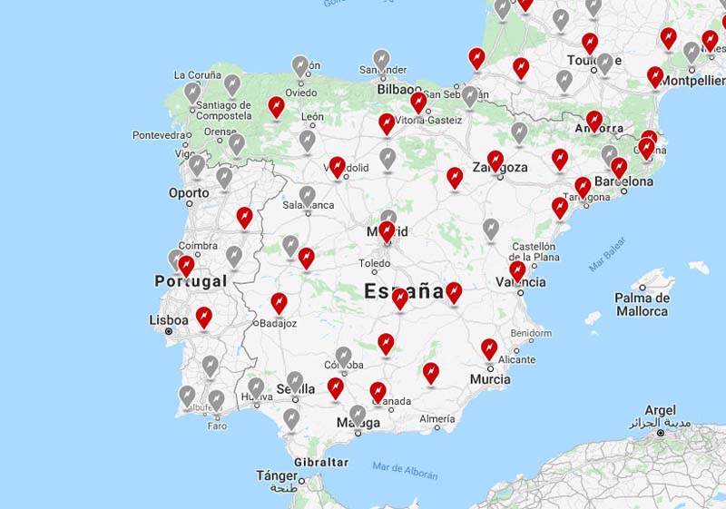 Lista de los nuevos Superchargers de Tesla en España para 2018 y 2019