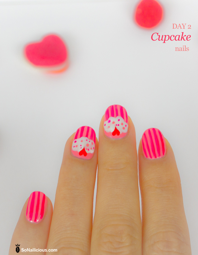 Cupcake nails 28 Days of SoNailicious Nails DAY 2