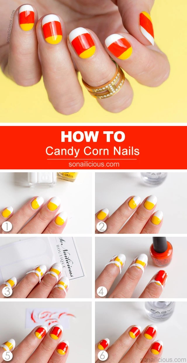 Candy Corn Nails For Halloween Tutorial