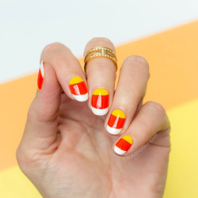 Candy Corn Nails For Halloween Tutorial